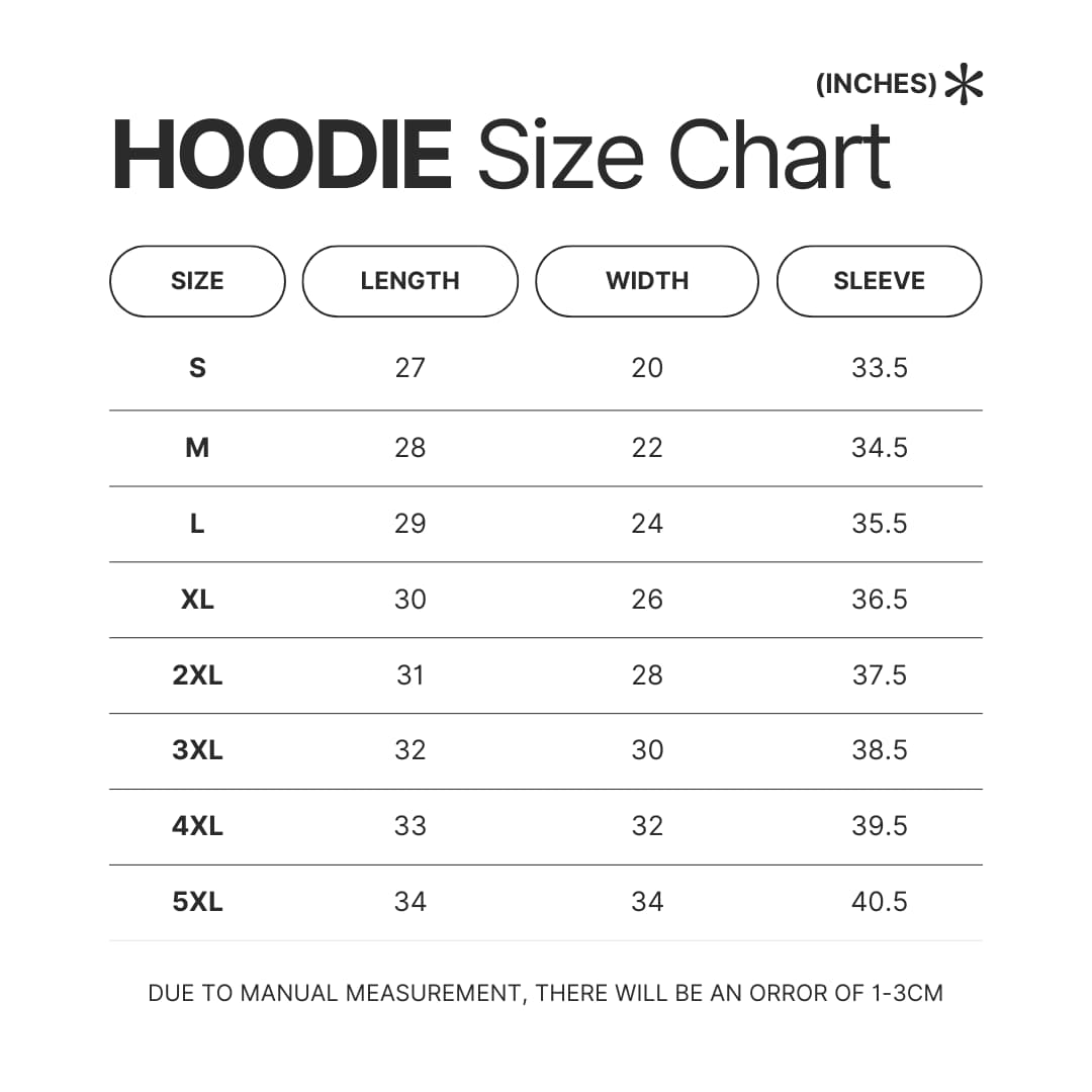 Hoodie Size Chart - Adventure Time Merch