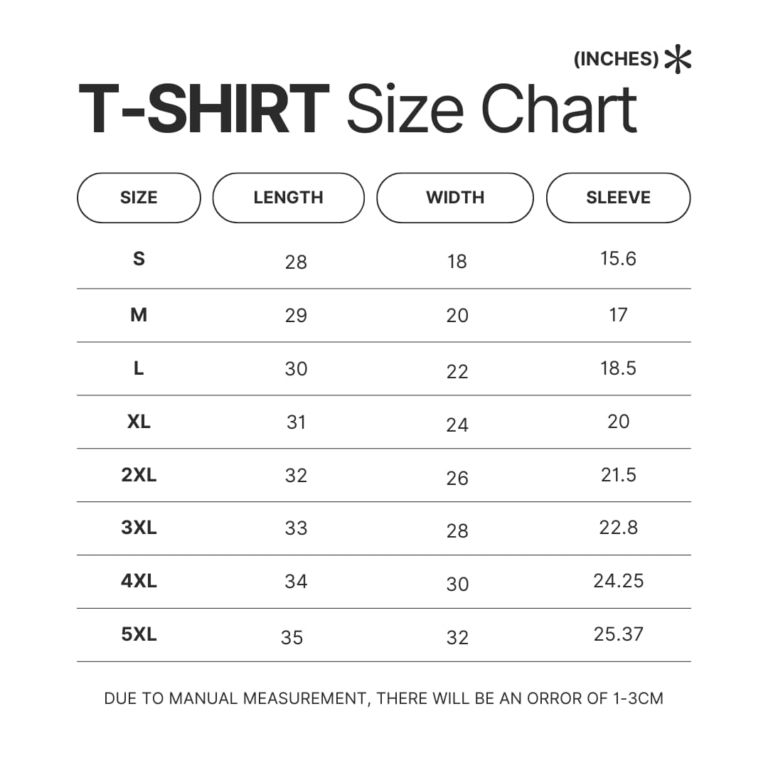 T shirt Size Chart - Adventure Time Merch