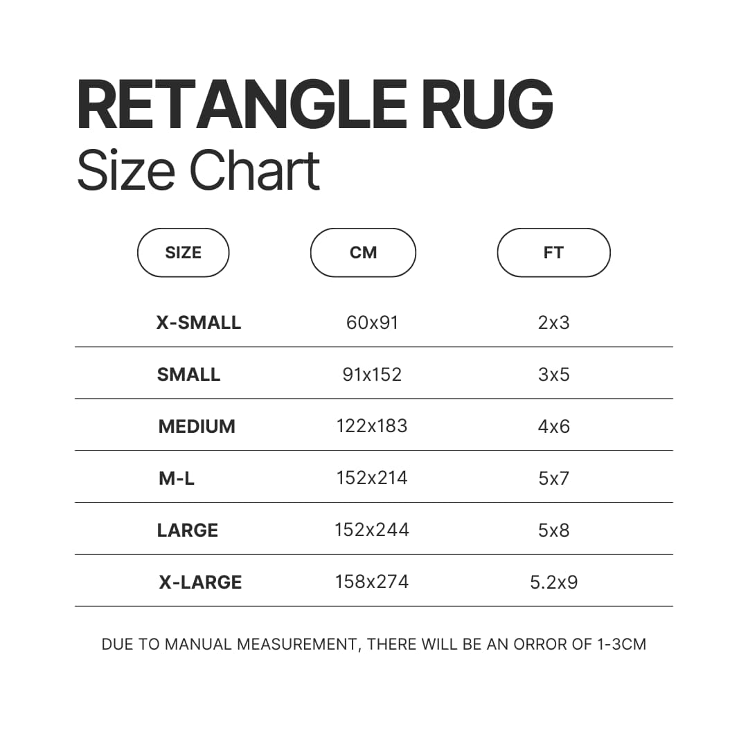Retangle Rug Size Chart - Adventure Time Merch