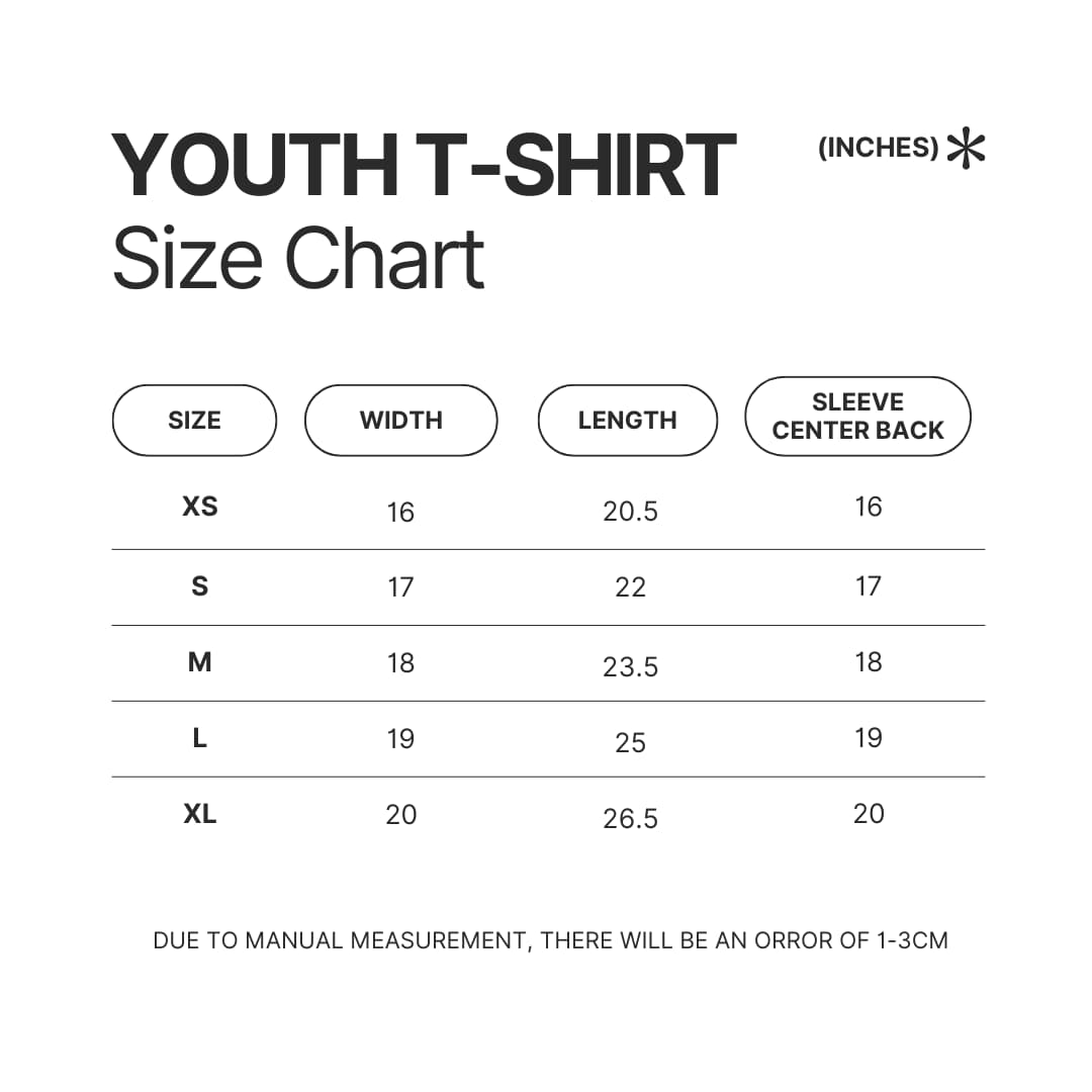 Youth T shirt Size Chart - Adventure Time Merch