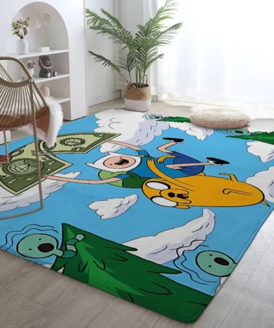 Finn & Jake Fly by Money Adventure Time Fleece Rug