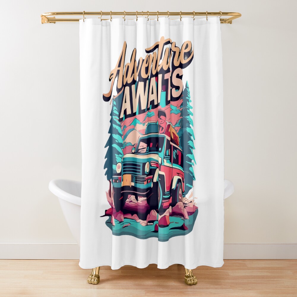 Adventure Awaits Adventure Time Shower Curtain