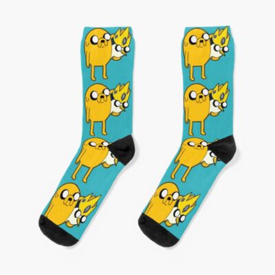 Jake Holds Gunter In His Arms From Adventuretime Socks