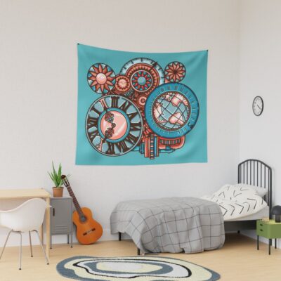 Time Travel Adventure Illustration Tapestry