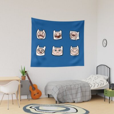 Faces Of Finn The Human Adventure Time Tapestry